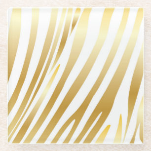 Zebra Stripes Goldmuster-modischen Entwurf Glasuntersetzer