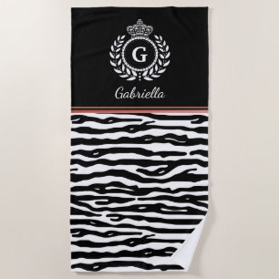 Zebra Stripes Laurel Wreath Crown Schwarz-weißer N Strandtuch