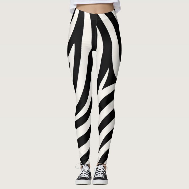 Zebra Stripes Moderne Printmedien Leggings (Vorderseite)