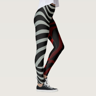Zebra Stripes Muster - 3D Rot-Weiße Leggings