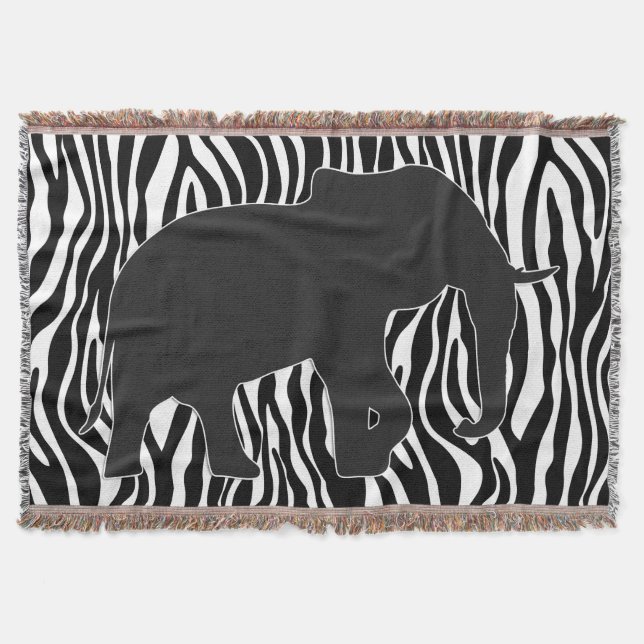 Zebra Stripes Muster mit Elephant + Ihre Ideen Decke (Vorderseite)