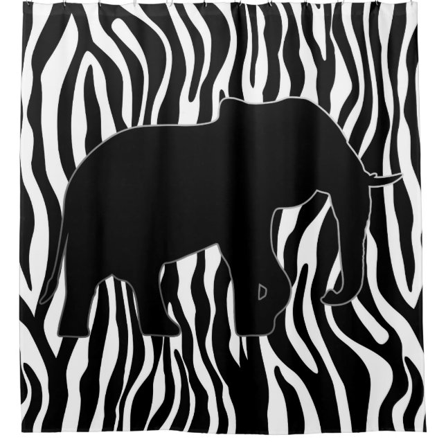 Zebra Stripes Muster mit Elephant + Ihre Ideen Duschvorhang (Vorderseite)