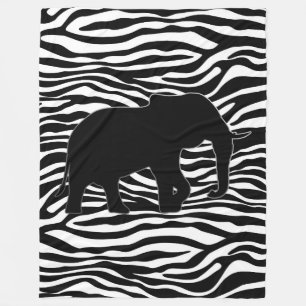 Zebra Stripes Muster mit Elephant + Ihre Ideen Fleecedecke