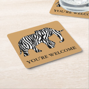 Zebra Stripes Muster mit Elephant + Ihre Ideen Rechteckiger Pappuntersetzer