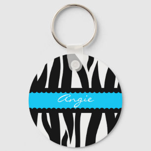 Zebra Stripes Muster Personalisiert Name Schlüsse Schlüsselanhänger