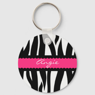 Zebra Stripes Muster Personalisiert Name Schlüssel Schlüsselanhänger