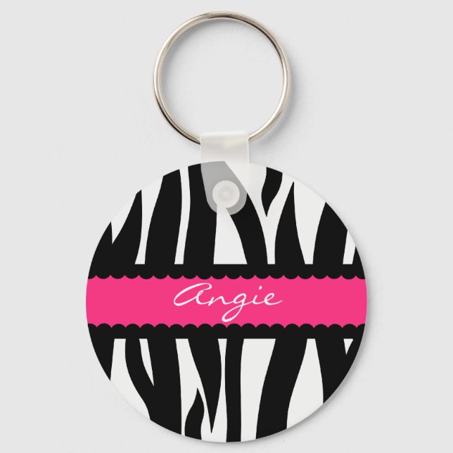 Zebra Stripes Muster Personalisiert Name Schlüssel Schlüsselanhänger (Vorderseite)