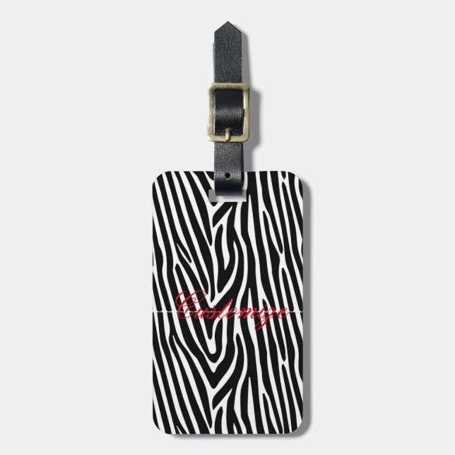 Zebra Stripes Muster Thunder_Cove Gepäckanhänger (Vorderseite vertikal)