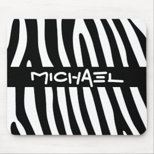 Zebra stripes pattern black & white + your ideas mousepad