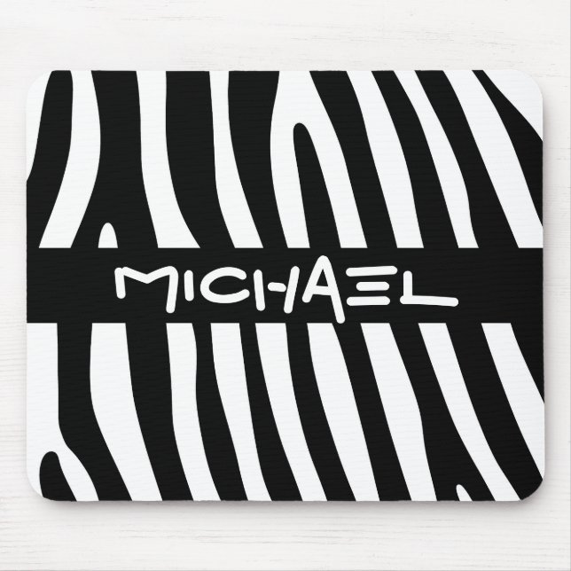 Zebra stripes pattern black & white + your ideas mousepad (Vorne)