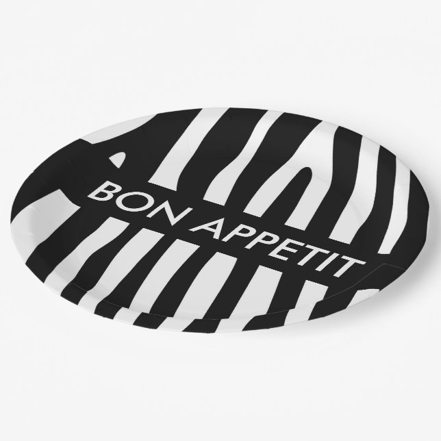 Zebra stripes pattern black & white + your ideas pappteller (Schrägansicht)
