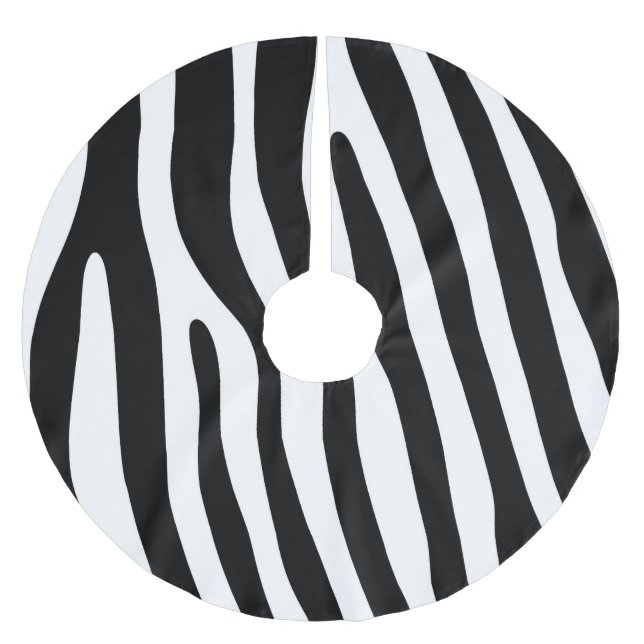 Zebra stripes pattern black & white + your ideas polyester weihnachtsbaumdecke (Vorderseite)
