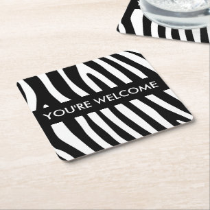Zebra stripes pattern black & white + your ideas rechteckiger pappuntersetzer