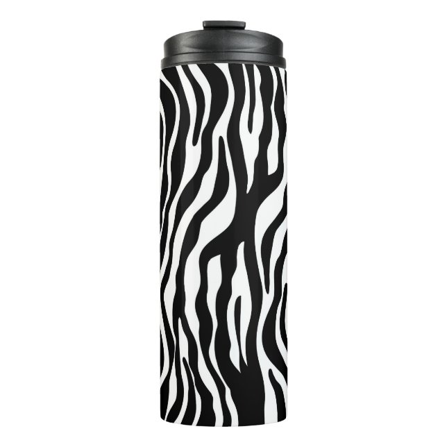 Zebra stripes pattern black & white + your ideas thermosbecher (Vorderseite)