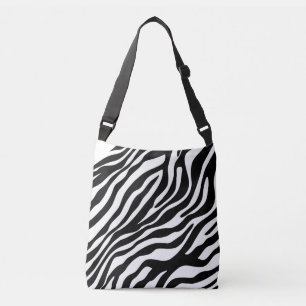 Zebra stripes pattern black & white + your ideas tragetaschen mit langen trägern