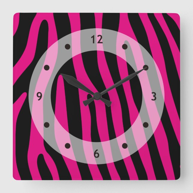 Zebra stripes pattern + your background & ideas quadratische wanduhr (Vorderseite)