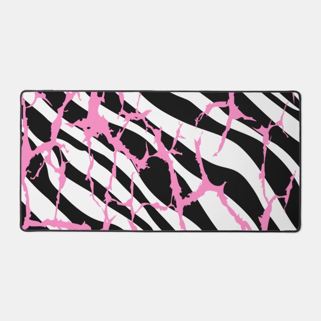 Zebra Stripes Pink Grunge Moderne Leinwand Kunst,  Schreibtischunterlage (Vorderseite)