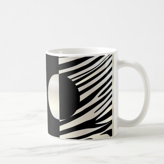 Zebra Stripes stilvollen schwarzen u. silbernen Kaffeetasse (Rechts)