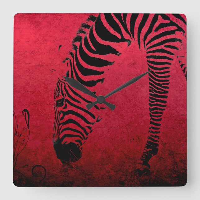 Zebra Stripes sur le Carré rouge Horloge murale (Recto)