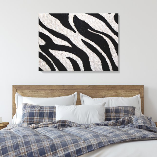 Zebra Stripes Toile Enveloppée Noire & Blanc (Insitu(Chambre))
