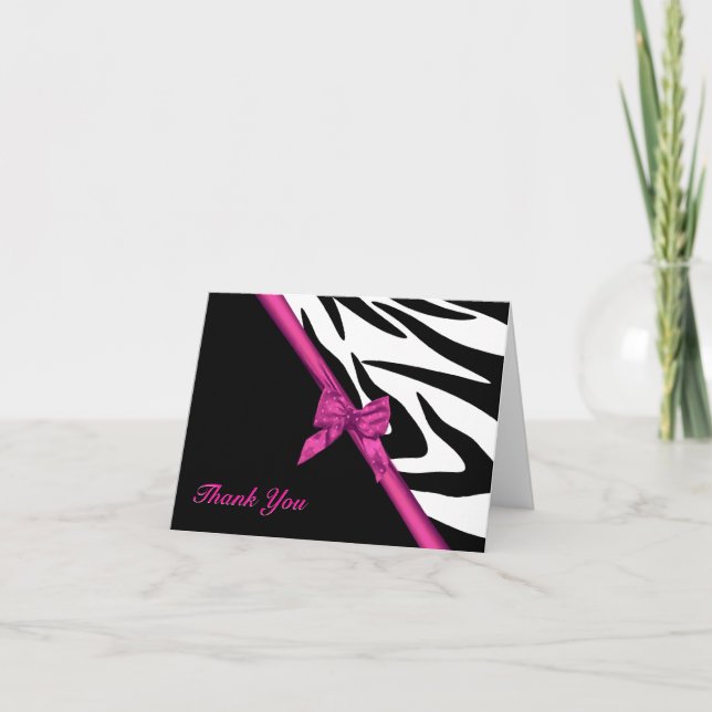 Zebra Stripes und Ribbon Vielen Dank Hinweis Dankeskarte (Vorderseite)