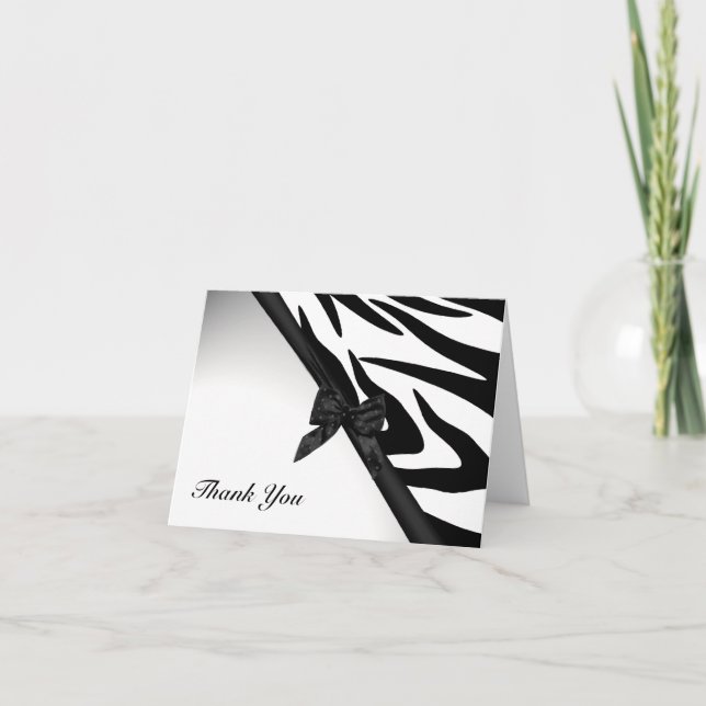 Zebra Stripes und Ribbon Vielen Dank Hinweis Dankeskarte (Vorderseite)