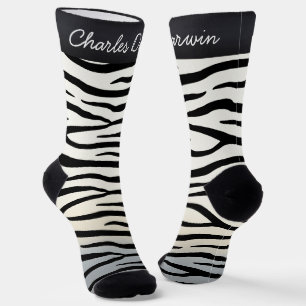 Zebra Stripes Wilder Personalisierte Name von Tier Socken