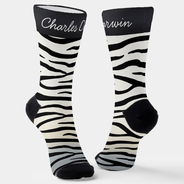 Zebra Stripes Wilder Personalisierte Name von Tier Socken (Gewinkelt)