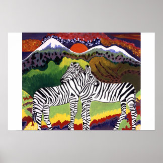 ZEBRA SUNSET, Afrikanische Sammlung Poster