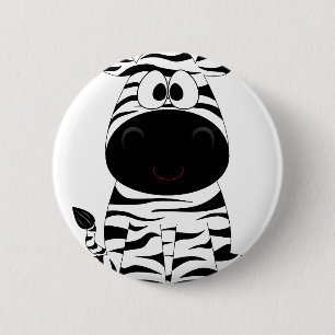 Zebra Süße Tier Stripes Jungle Safari Whimsical Button