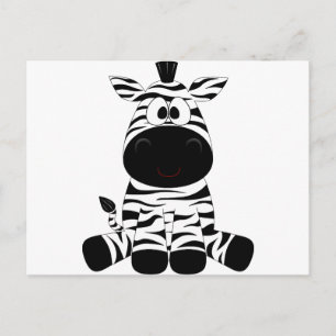 Zebra Süßes Tier Streifen Dschungel Safari Whimsic Postkarte