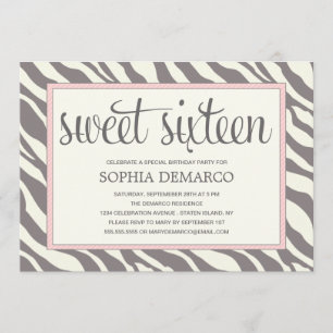 ZEBRA SWEET 16  BIRTHTAGINVITATION EINLADUNG