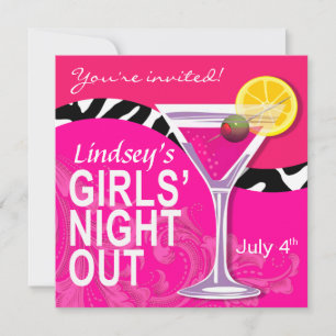 Zebra Swoop Girls' Night Out Cocktail Party Einladung