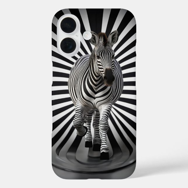 Zebra-Täuschung in Schwarz und Weiß iPhone 16 Hülle (Rückseite)