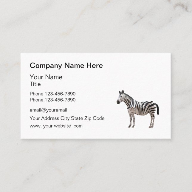 Zebra Thème Business Logo Carte de visite (Devant)