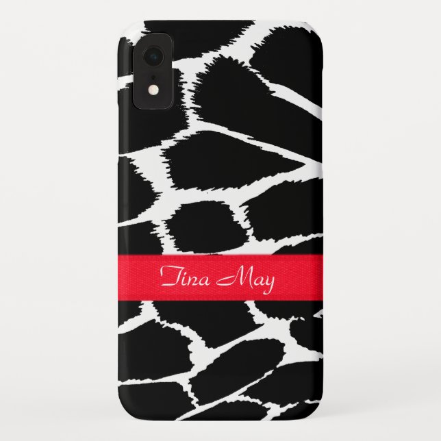 Zebra-Tierabdruck Schwarz-weiß rot Case-Mate iPhone Hülle (Rückseite)