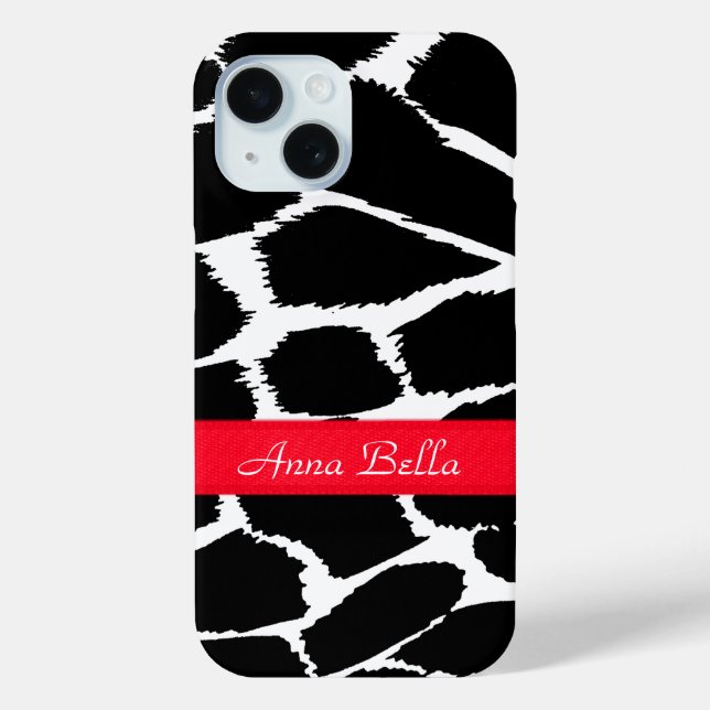 Zebra-Tierabdruck Schwarz-weiß und rot Case-Mate iPhone Hülle (Rückseite)