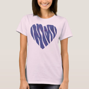 Zebra-Tierdruck Lila Herz T-Shirt