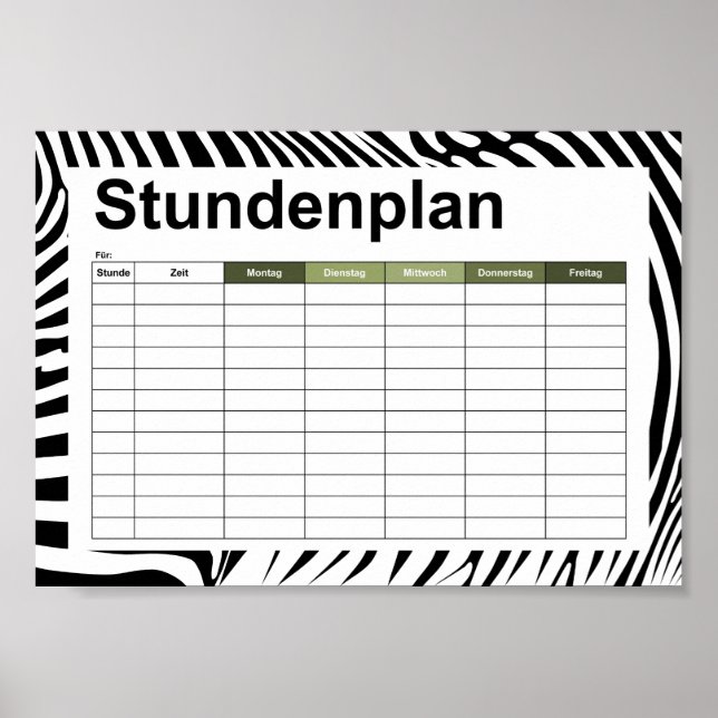 Zebra-Tierdruck Poster (Vorne)