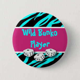 Zebra-Tierdruckwilder Bunko-Spieler Button
