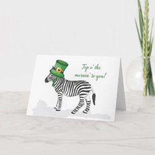 Zebra trägt grünen Hut auf St Patricks Day Karte
