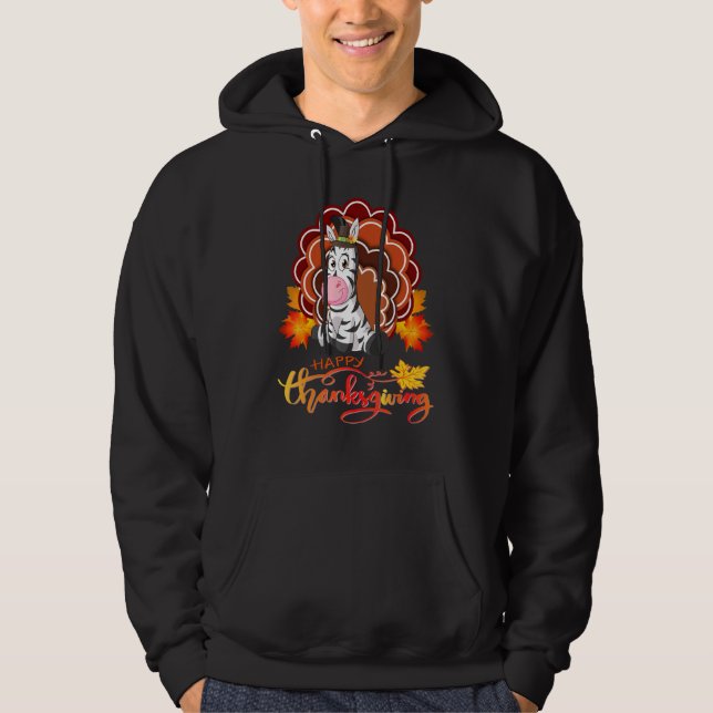Zebra Turkey Happy Thanksgiving Hoodie (Vorderseite)