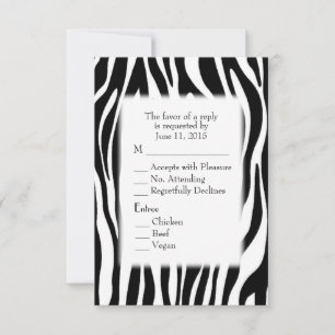 Zebra-UAWG mit Auswahl für Schwarz und Weiß RSVP Karte