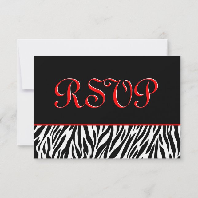 Zebra UAWG Wedding Response Card mit roten Akzente RSVP Karte (Vorderseite)