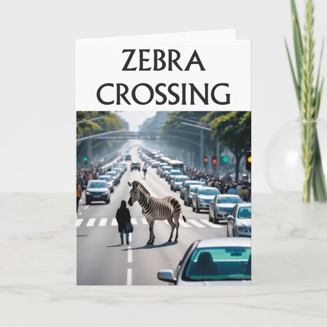 Zebra überquert die Straße Karte (Vorderseite)