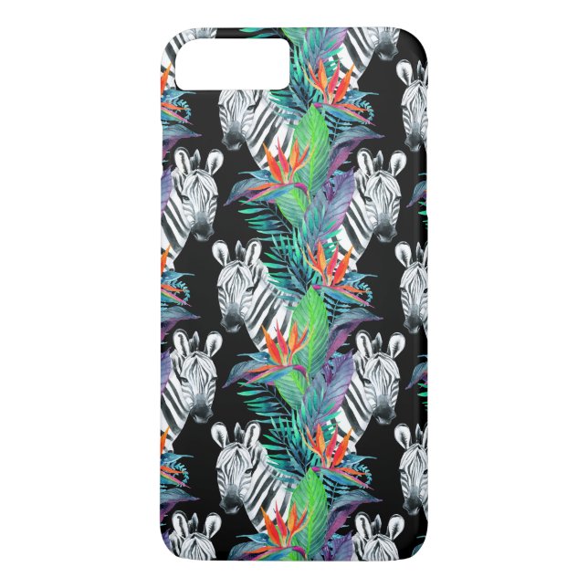 Zebra- und Exotic-Blume-Muster Case-Mate iPhone Hülle (Rückseite)