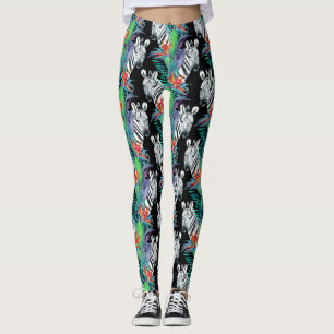 Zebra und exotisches Blumen-Muster 2 Leggings