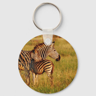 Zebra und Foal - Safari Schlüsselanhänger
