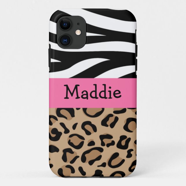 Zebra und Leopard drucken personalisiertes mit Case-Mate iPhone Hülle (Rückseite)