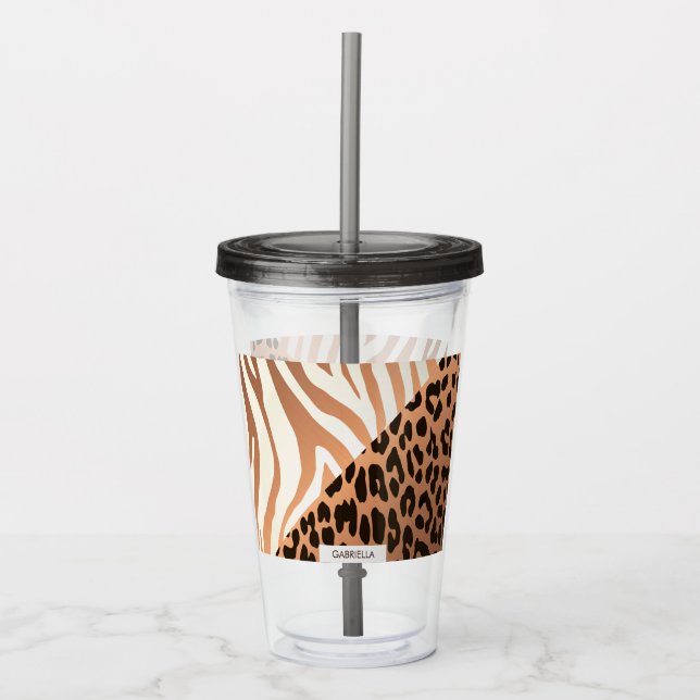 Zebra und Leopard Print Acryltrinkbecher (Vorderseite)